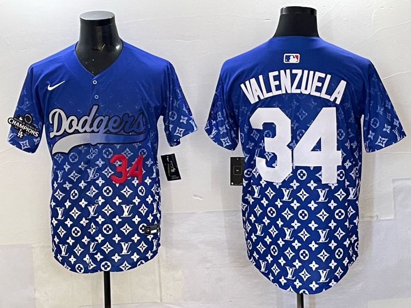 Men Los Angeles Dodgers #34 Valenzuela Blue Nike 2025 MLB jersey 05->los angeles dodgers->MLB Jersey